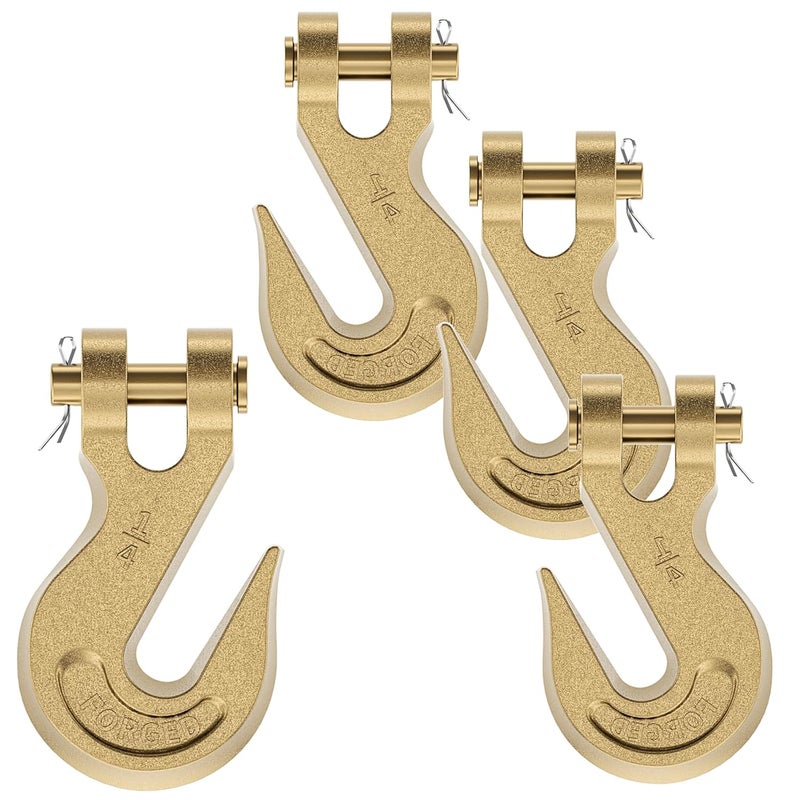 AODESTINY 1/4" Heavy Duty Chain Hook, 4 Pack Clevis Grab Hook for 1/4" Grade 70 Transport Chain, 3600LBS Load Capacity for Truck Trailer Tow Chain Transport Heavy Load - Image 1
